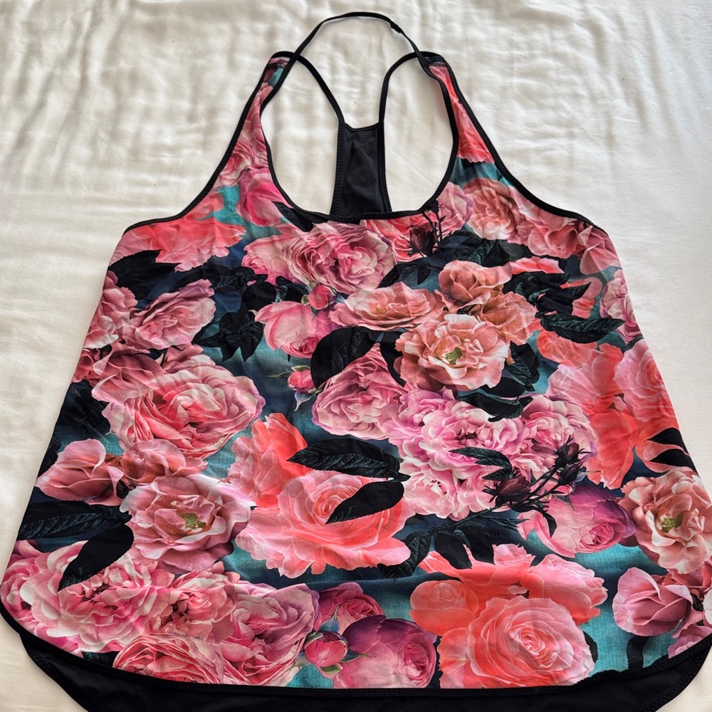 Lululemon Athletica Pink and Black Backless Tank Top